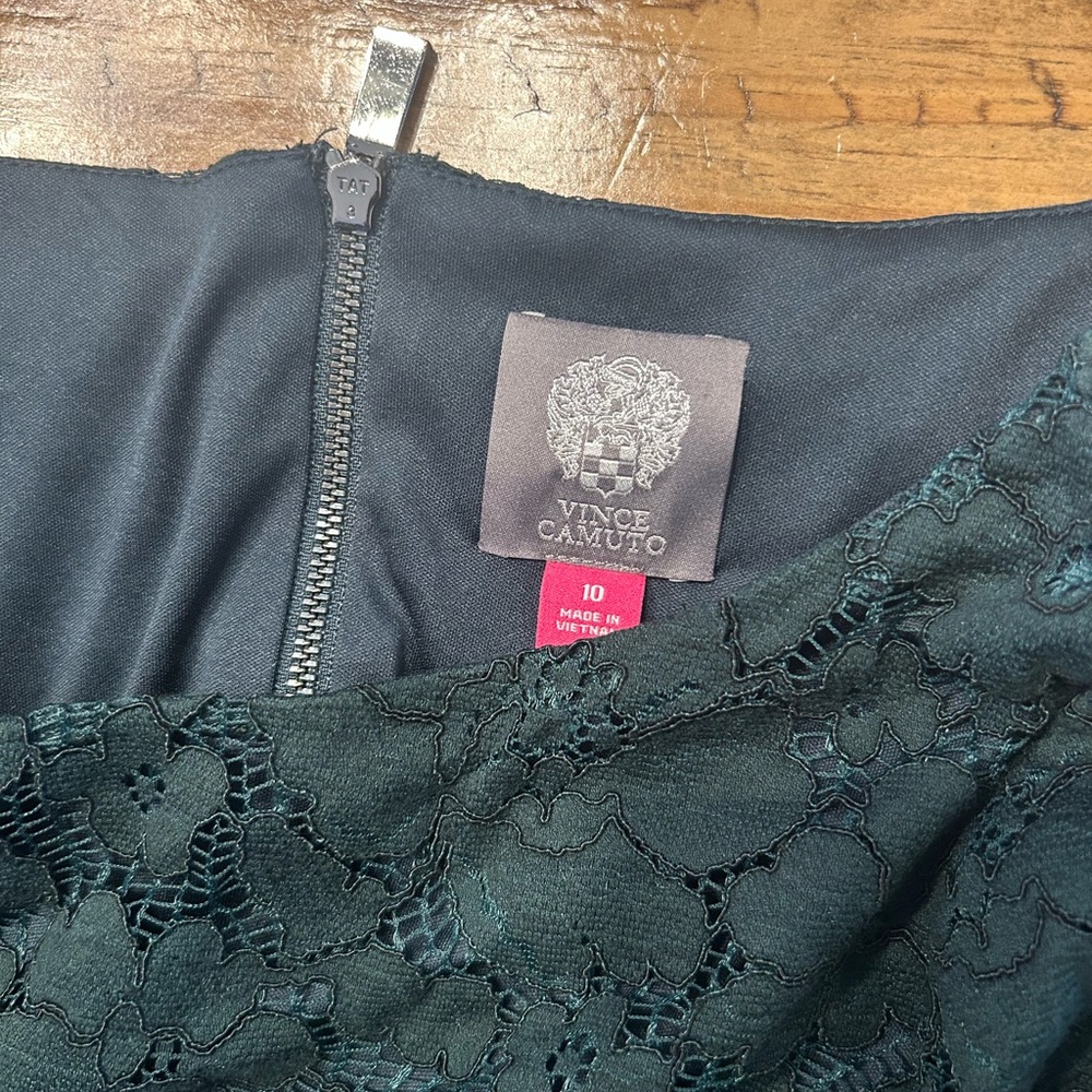 Vince Camuto Dark Green Lace Long Sleeve Dress - Picture 4 of 7